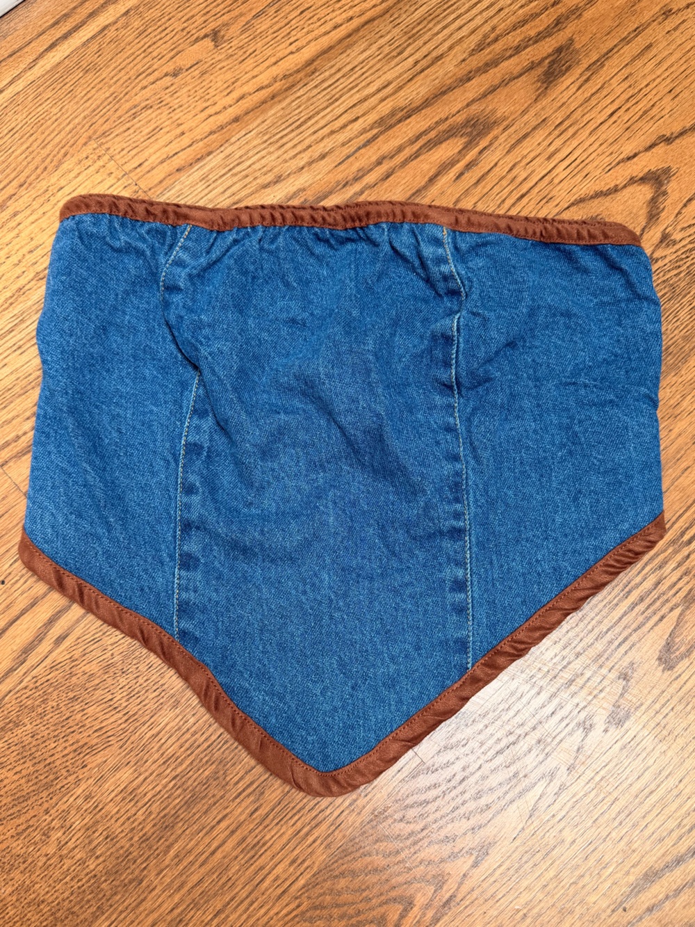 Lonestar Denim Cowgirl Tube Top Crop Handkerchief with Brown Suede Lining
